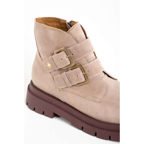 Bota Cuero Hebillas Rosa Viejo