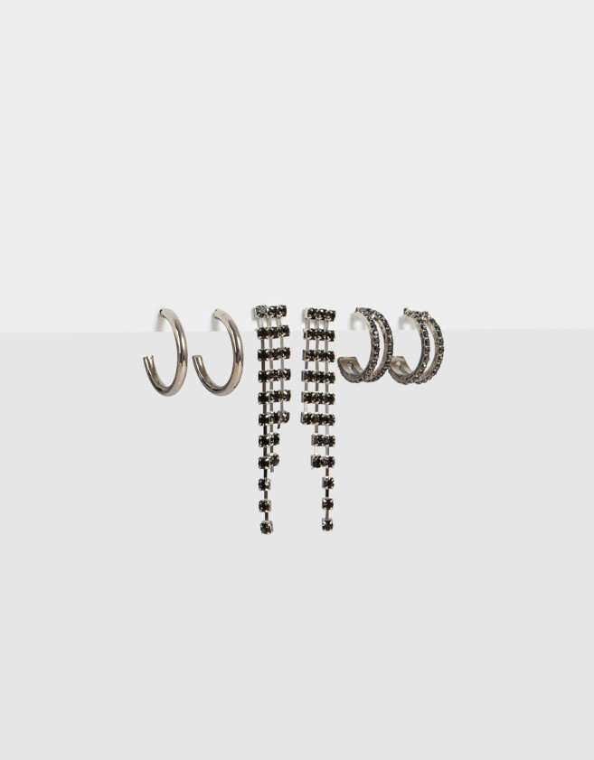 Aros Sets Con strass Set De Aros Con Strass - Plateado