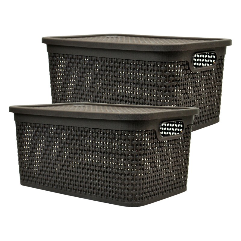Set x2 Caja simil ratán 7,5 lts CHOCOLATE