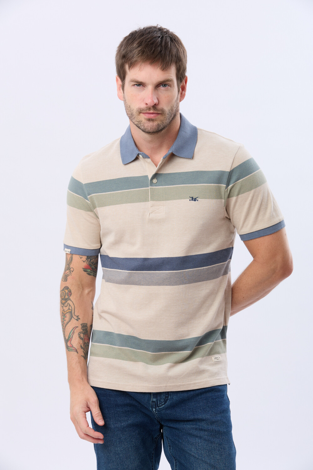 REMERA POLO RAYADA Beige