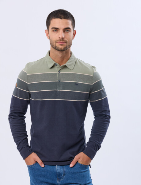 REMERA POLO PIQUE RAYADA Verde