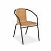 Set De Jardín Mesa De Vidrio + 2 Sillas Símil Rattan Beige