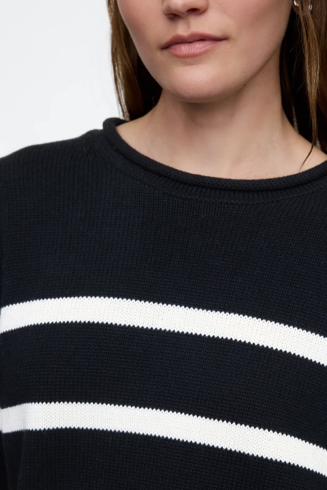 Buzo Básico Mujer Black White Stripe