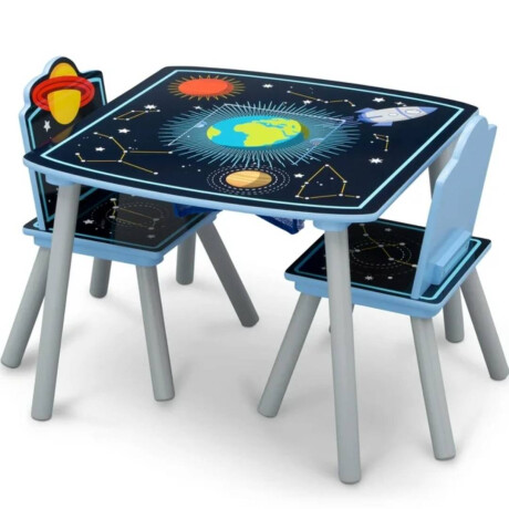 Juego de mesa y dos sillas Wisly con almacenamiento Sistema solar