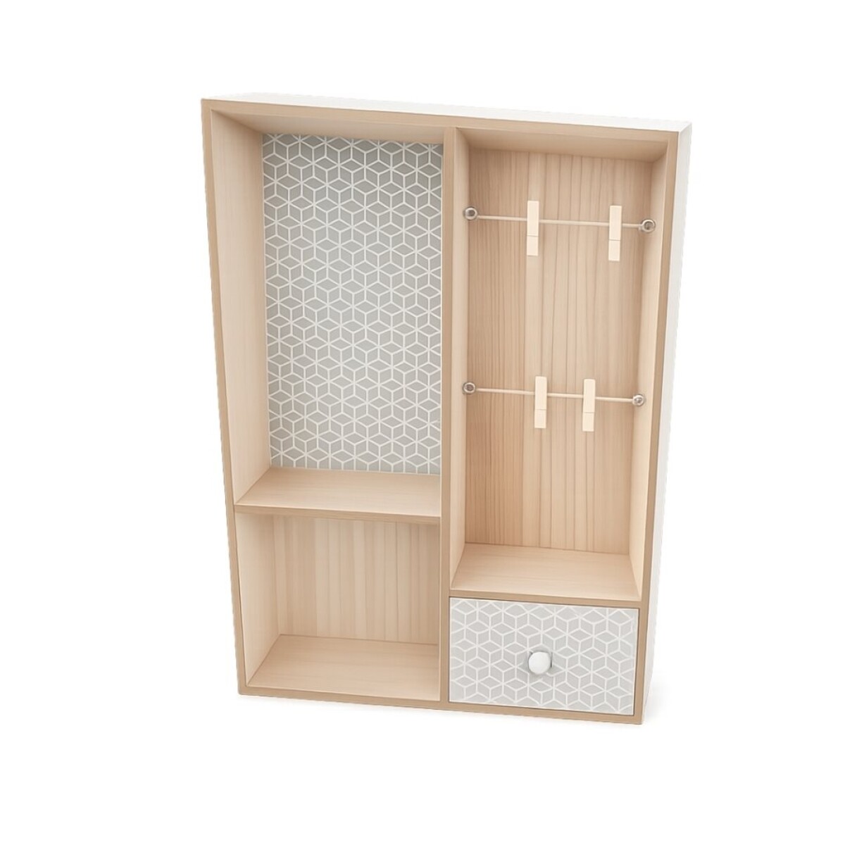 ORGANIZADOR 3 DIVISIONES 1 CAJ MADERA GRIS. 30x10x39.5CM 