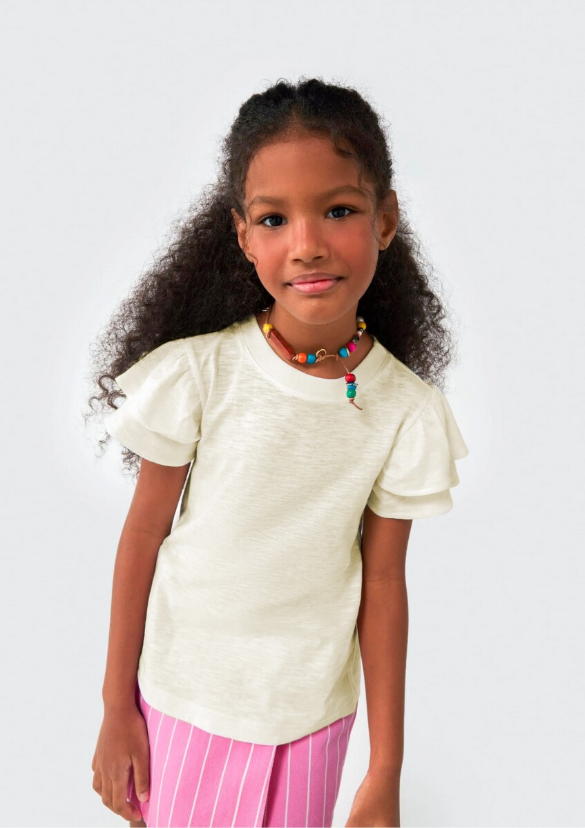 BLUSA INFANTIL CON VOLADOS - BEIGE 