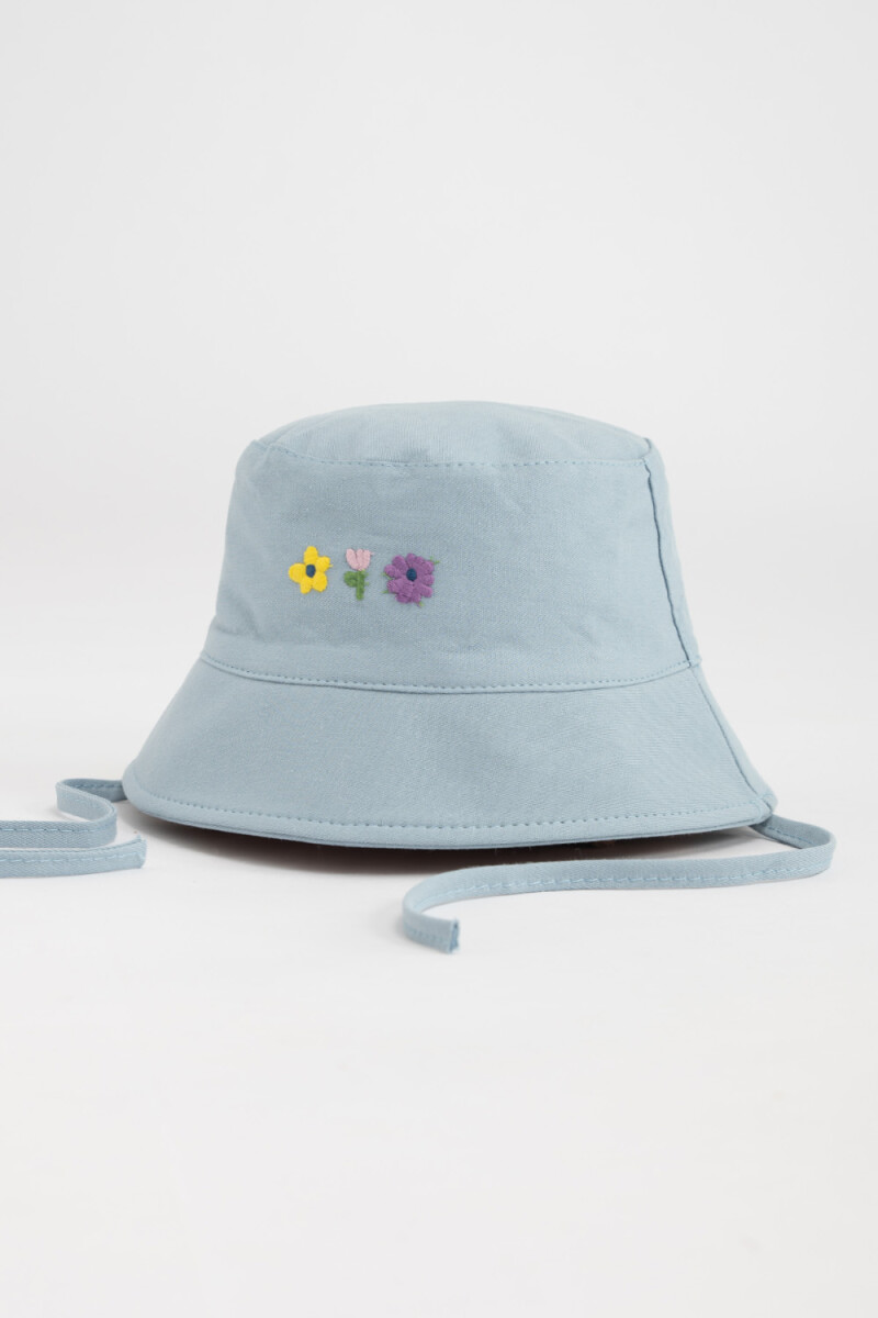 Gorro canvas reversible - Flores Celeste 