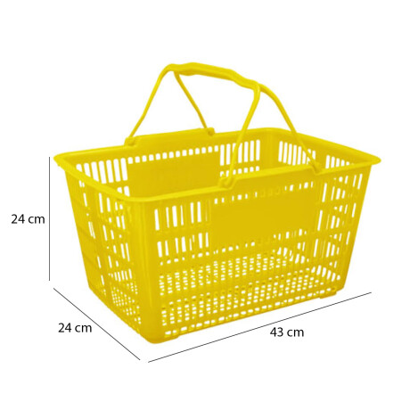 Canasto Cesto Supermercado Calado c/Asas Plástico 43x31x24Cm Amarillo