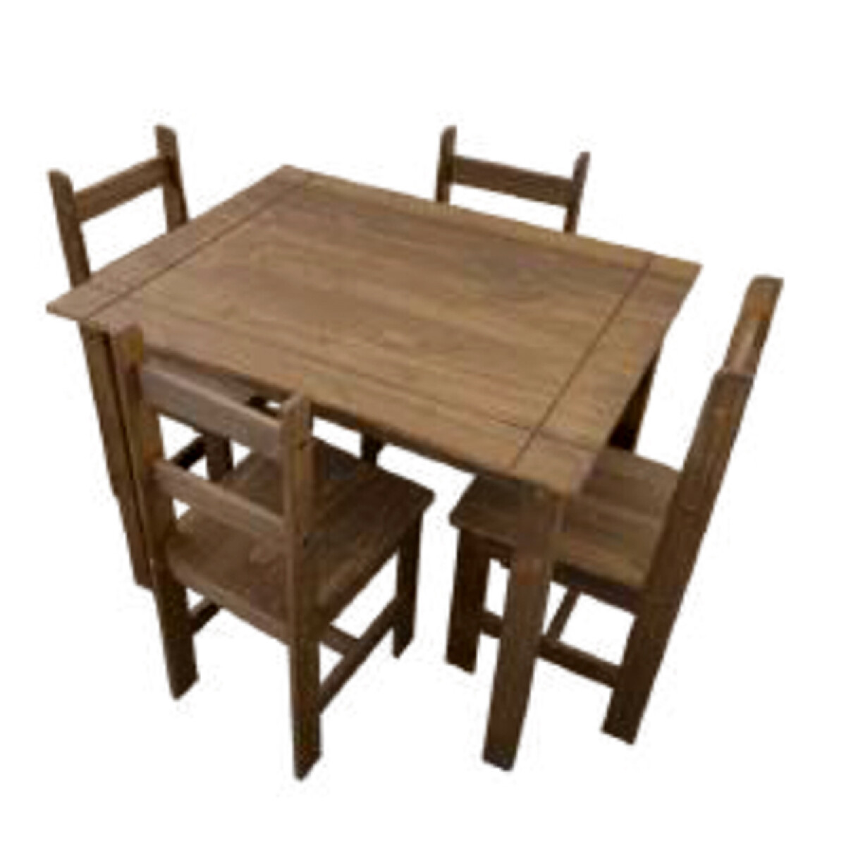 Juego de comedor 4 sillas en madera maciza AN10100 Nogal 