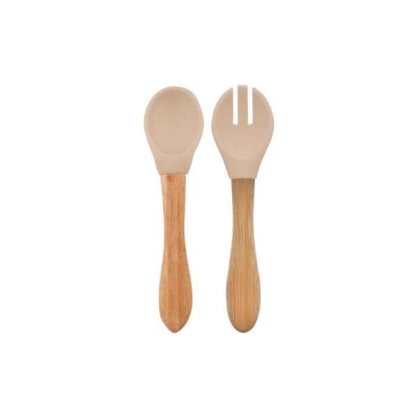 Cubiertos bambu silicona MinikOiOi beige