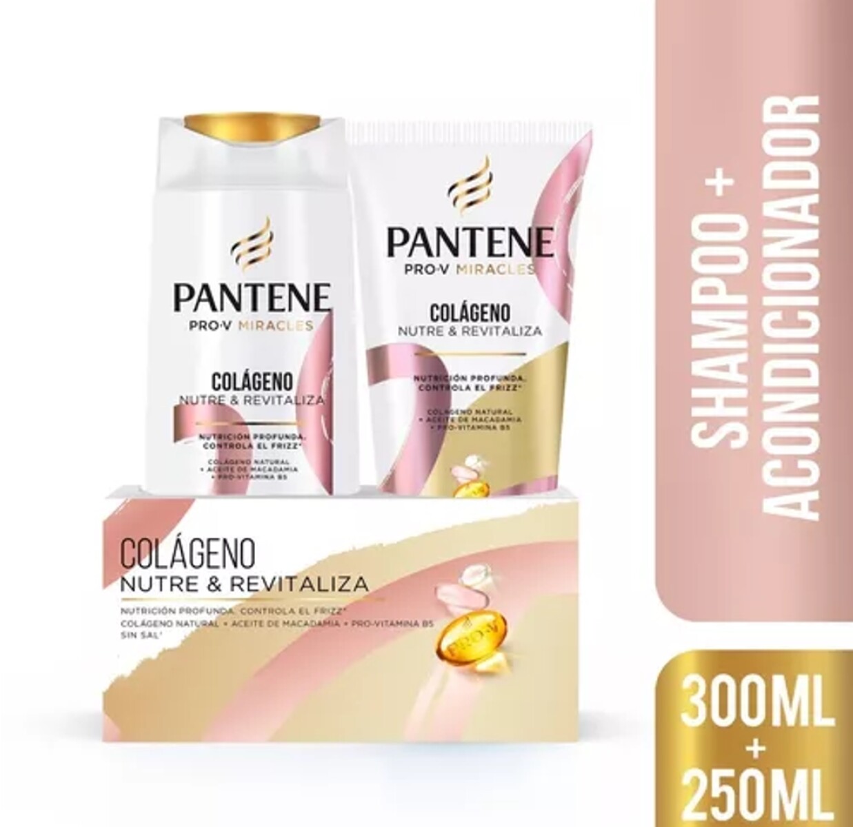 Shampoo Pantene Colágeno 300 Ml + Acondicionador 250 Ml 