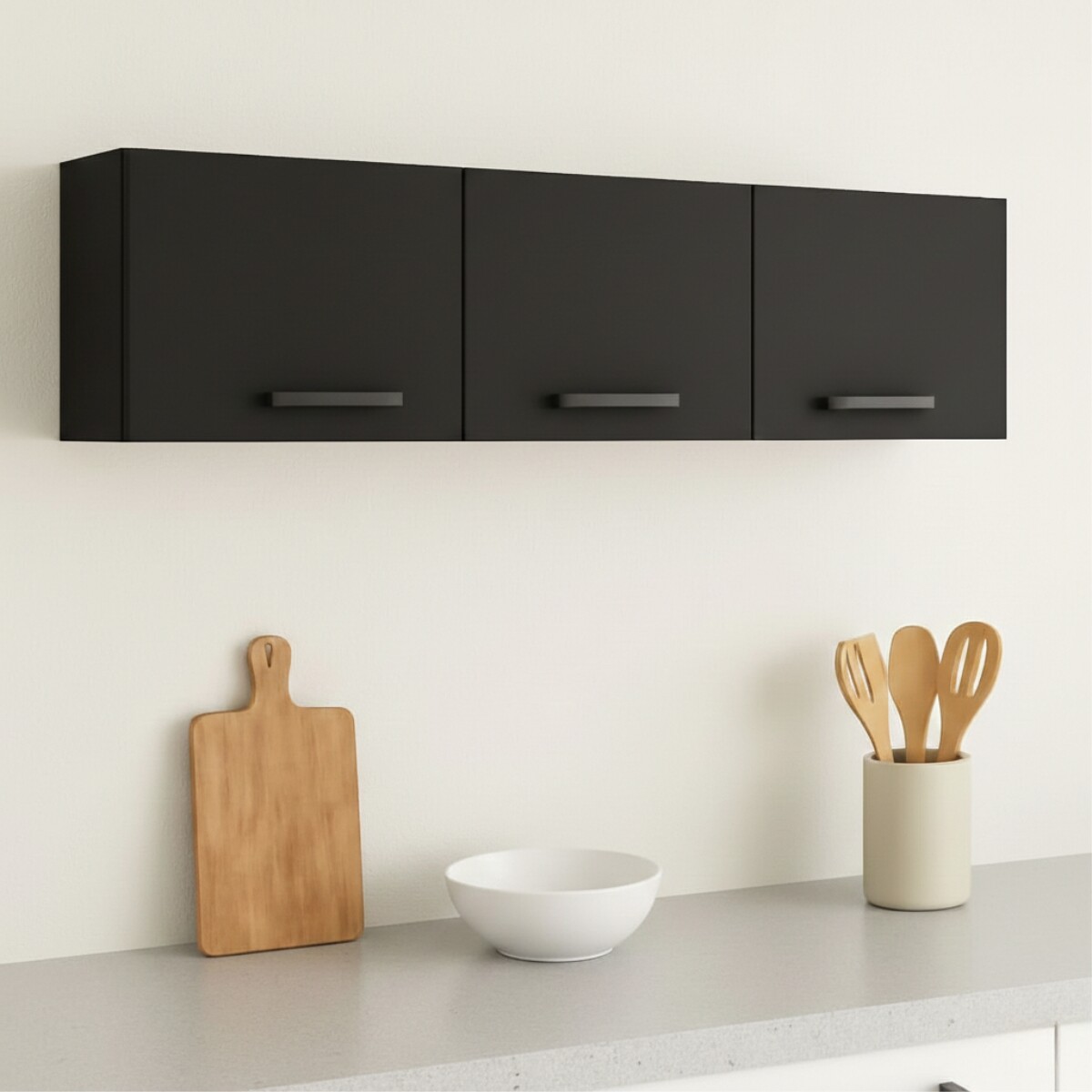 Mueble Aéreo Alacena de Cocina 3 Puertas - Negro 