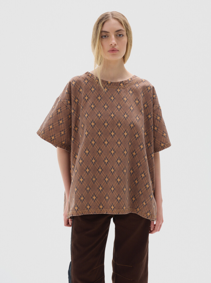 T-shirt Row Print - Brown 