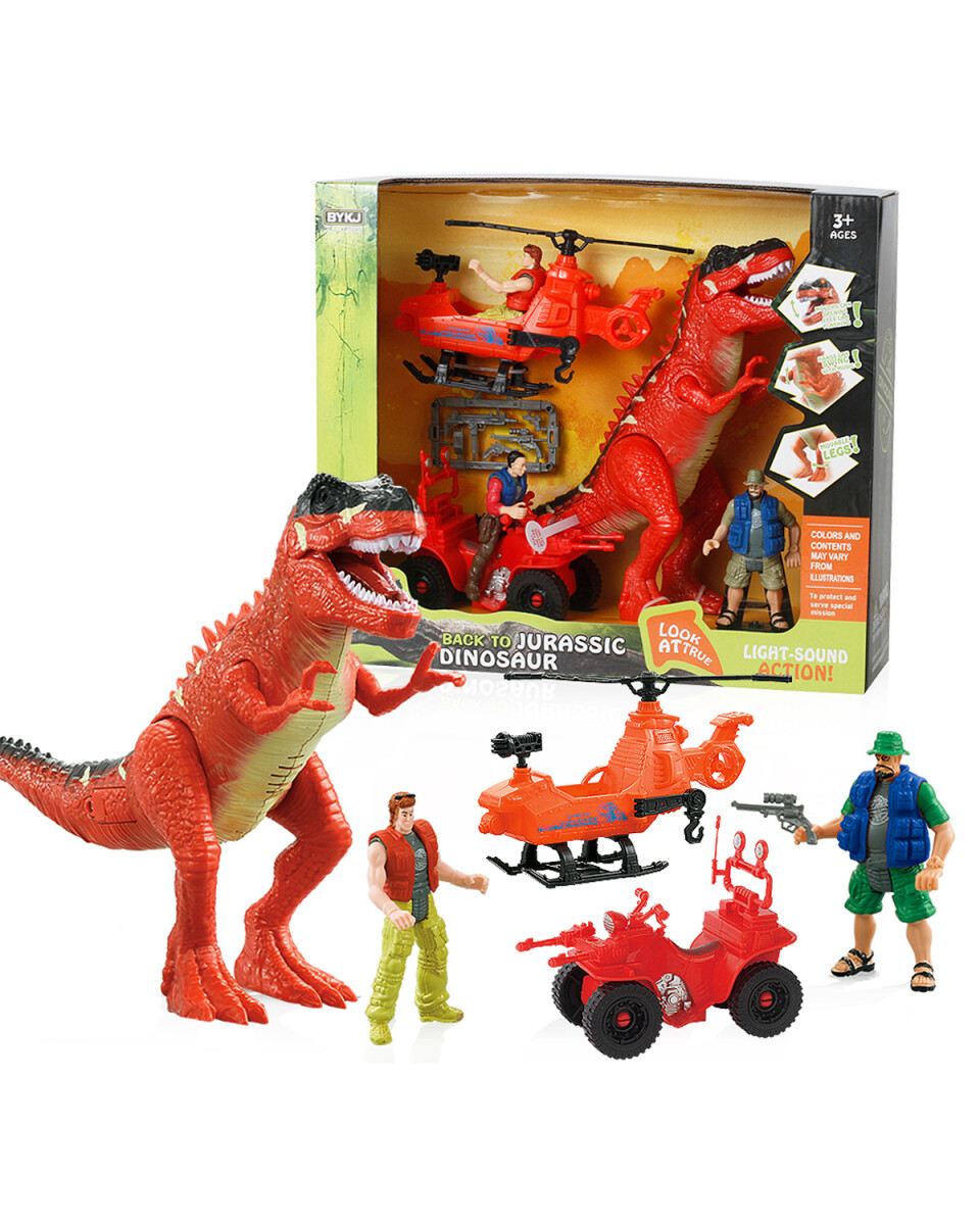 Set de Aventura Dino T-Rex con accesorios, luces y sonido 