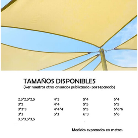 Toldo vela 3.5 X 3.5 X 3.5 metros sombra color TOSTADO Toldo vela 3.5 X 3.5 X 3.5 metros sombra color TOSTADO