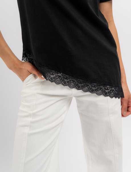 T-shirt con encaje Luma negro