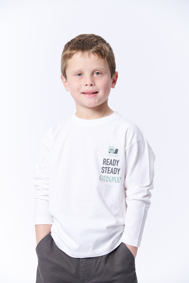 REMERA Manga larga ESTAMPA - Grow Blanca 