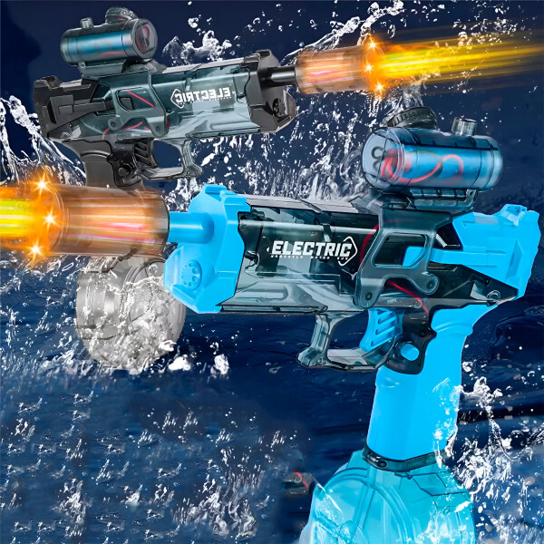Pistola De Agua A Batería Recargable USB C/ Luz Sonido Color Azul