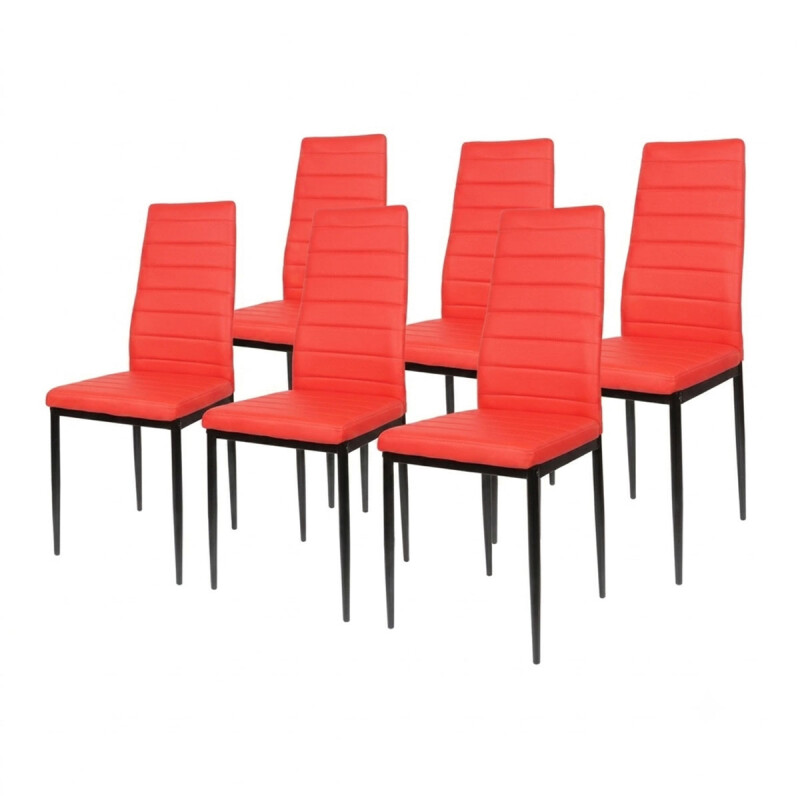JGO DE COMEDOR TMAX 6 Sillas tap + Mesa Vidrio 140 x 70 ROJO N/A