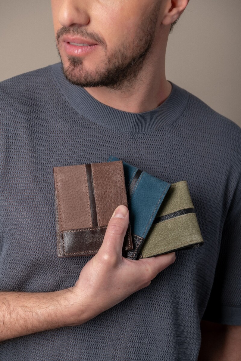 Billetera de cuero al corte Azul