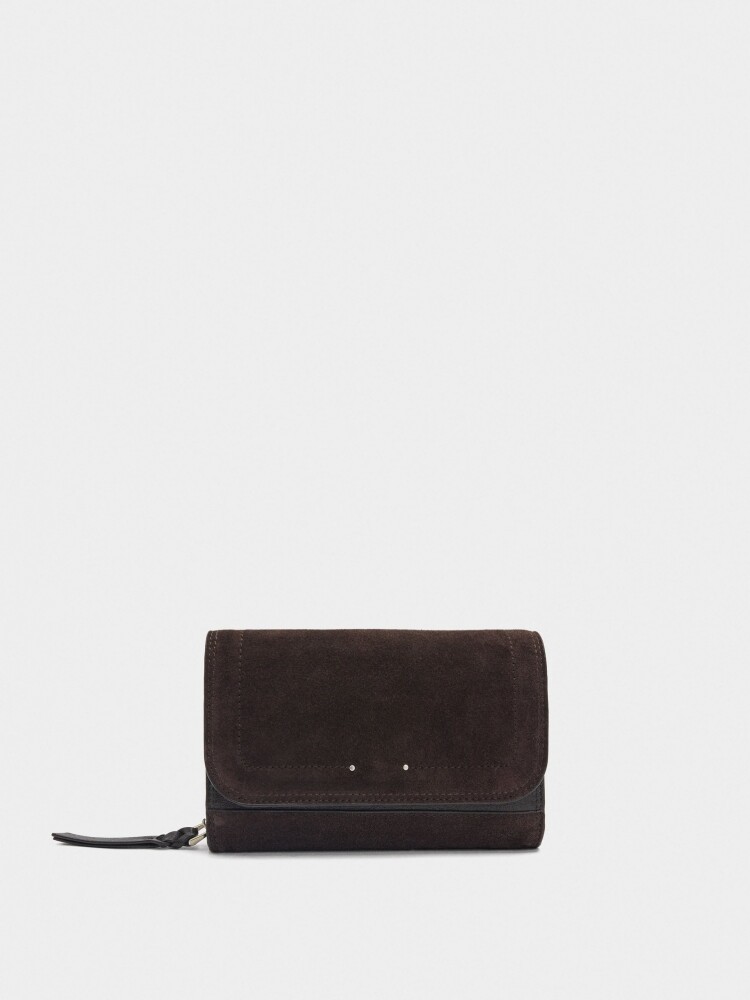 Cartera Detalles De Piel Con Solapa marron