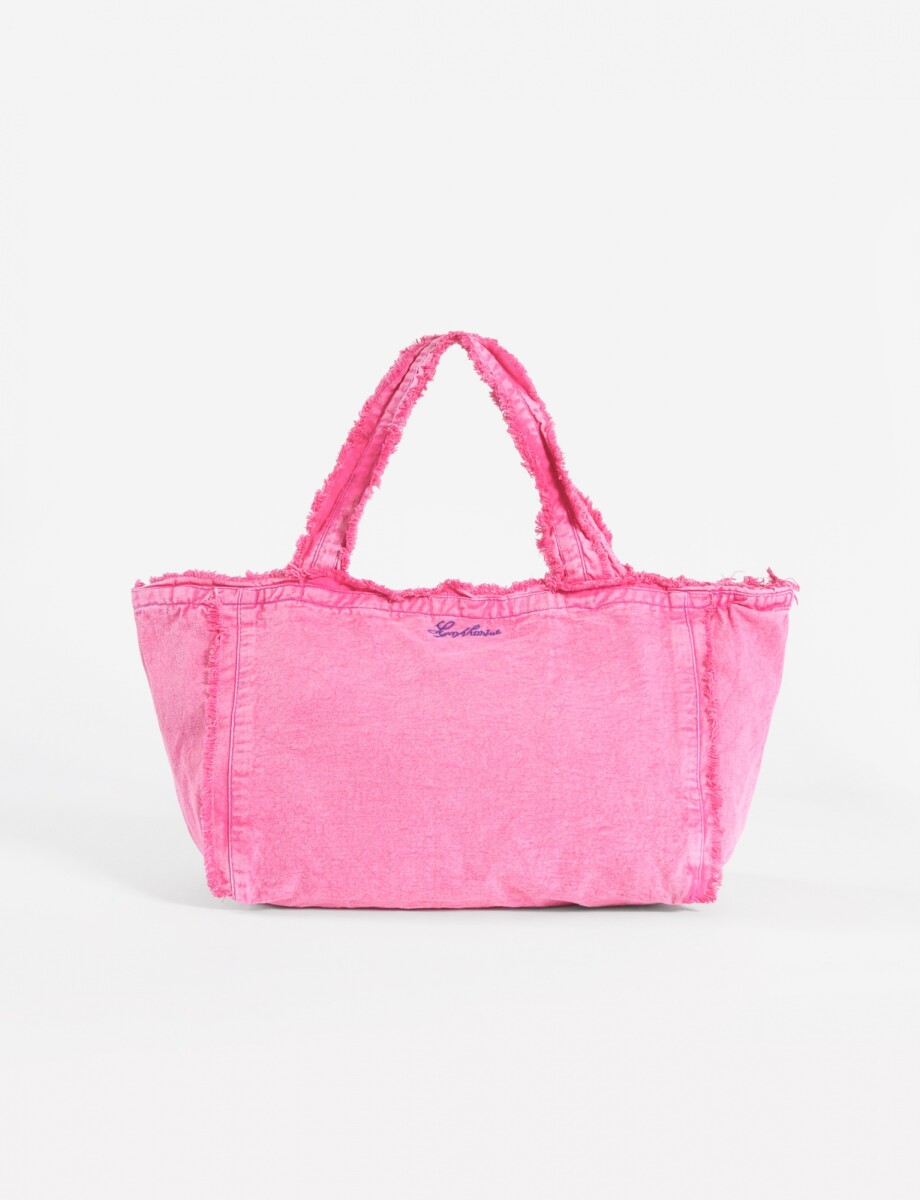 Bolso lavado con detalles desflecados - fucsia 