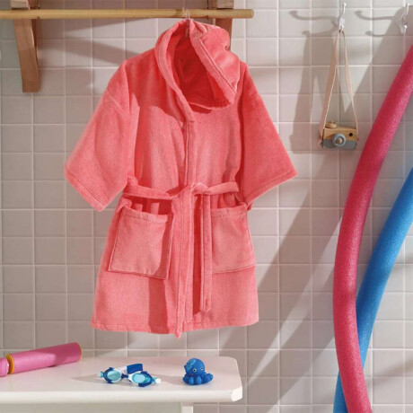 Bata Baño Infantil Con Capucha Velour Dohler 100% Algodón Salmon