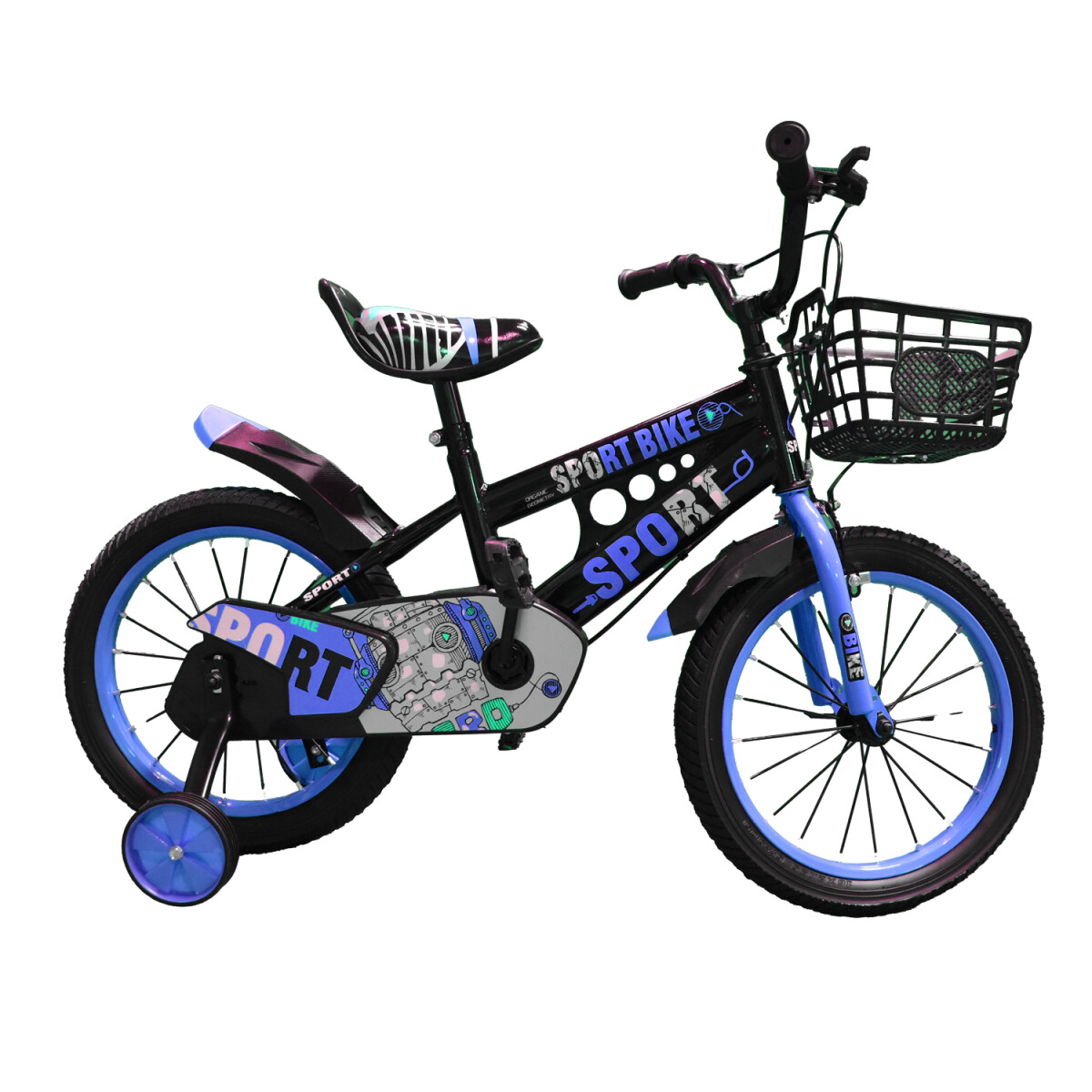 Bicicleta Infantil Rodado 16 C/Rueditas Aux Estilo Deportivo - Celeste 