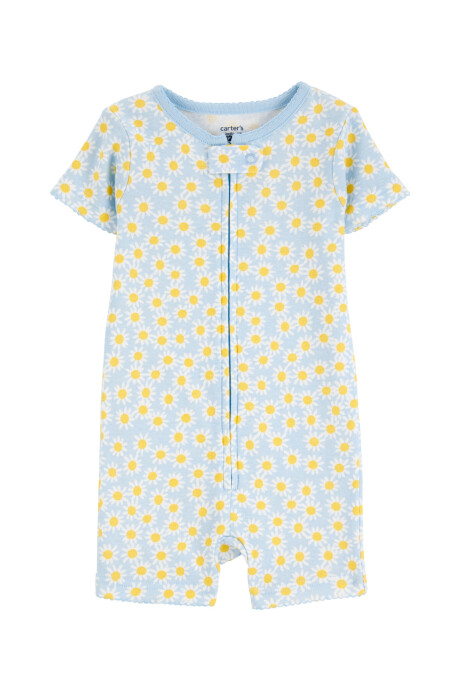 Pijama corto una pieza de algodón, diseño margaritas Sin color
