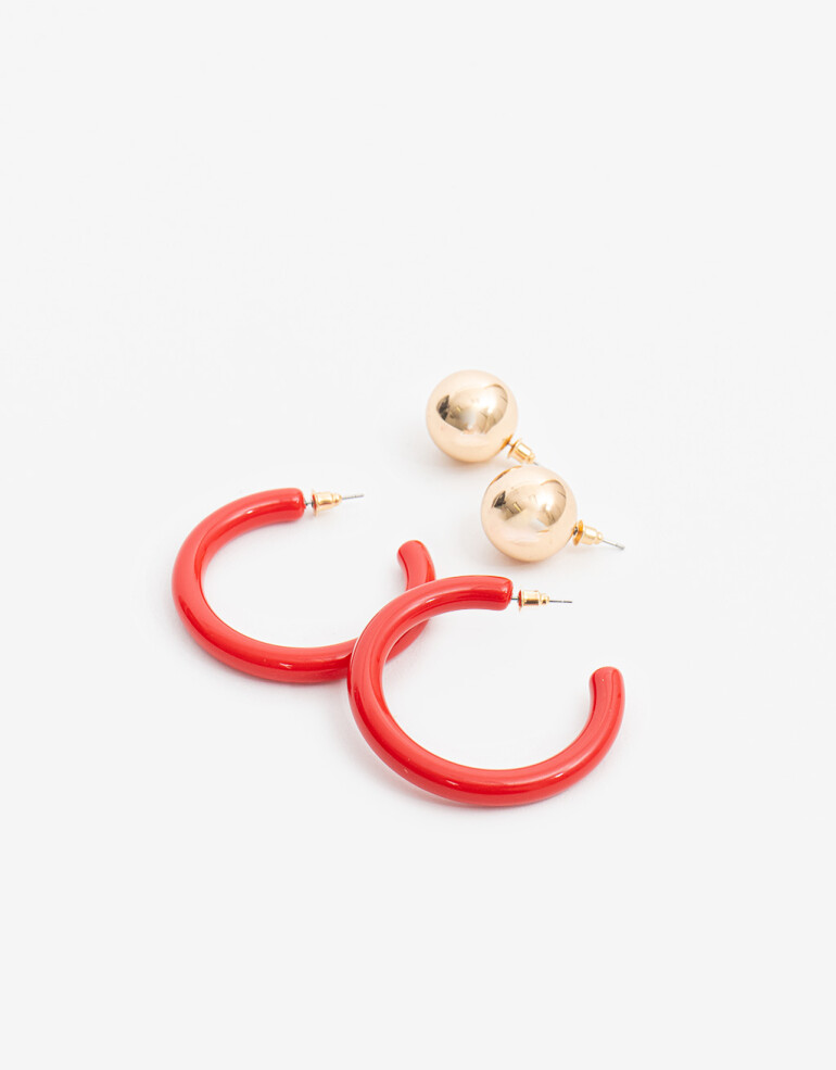 Aros Sets Acrilico Set De Aros Resina - Rojo Medio