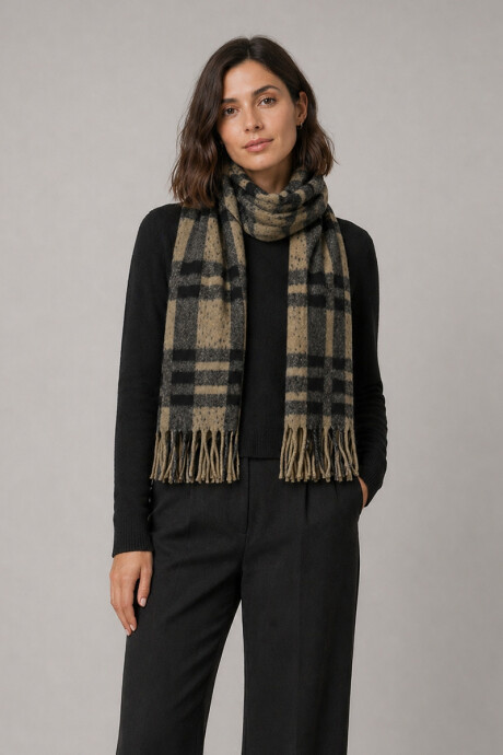 Ruana Alicia Beige a cuadros