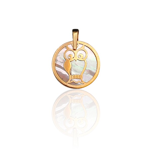 Dije Lechuza-Oro bajo-Piedra Nácar-CP8562 Conpiedra