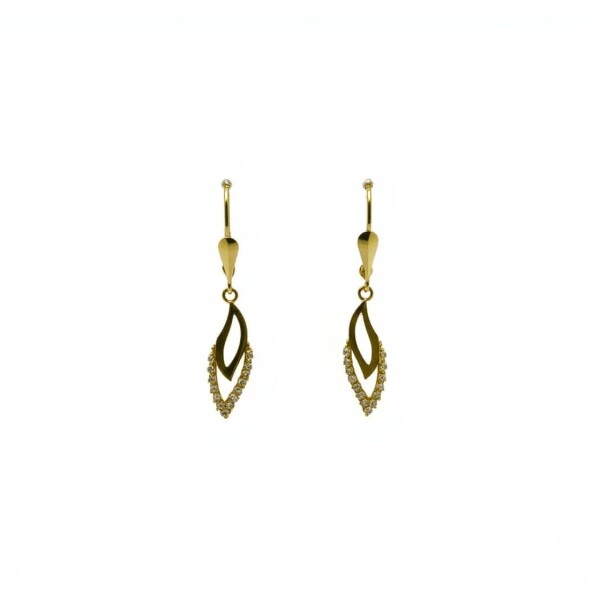 Caravanas pendiente vintage con Zirconia - Oro bajo- Zironias- CA8413 sinpiedra