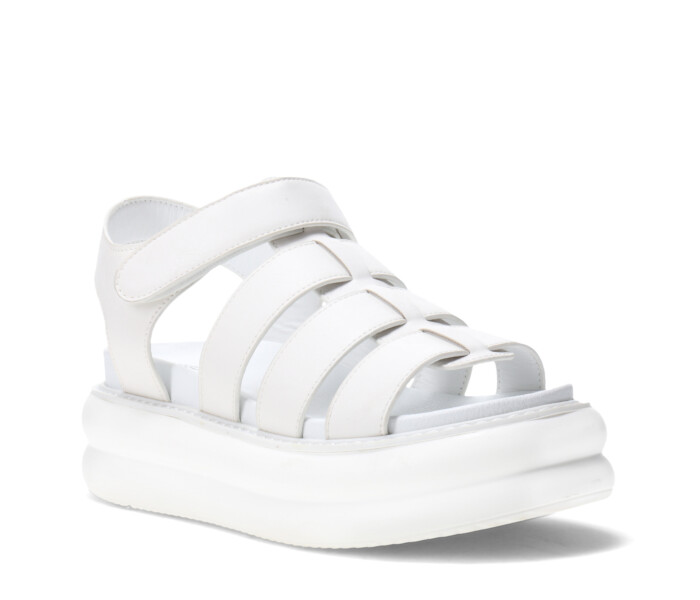 Sandalia PEARL con plataforma y materiales combin White