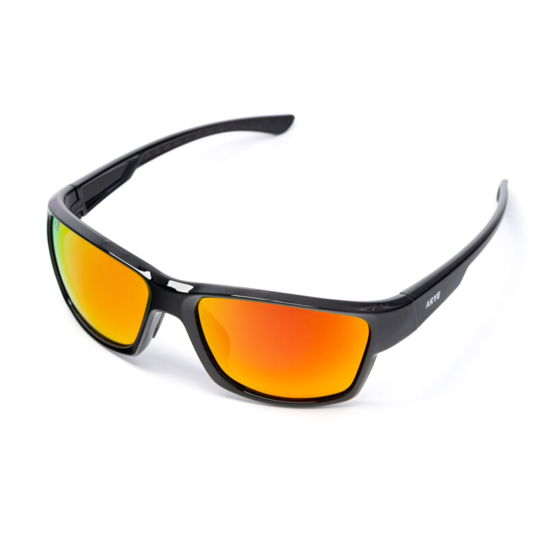 Lentes de Sol Arye Polarizados Armazón Negro Brillante Rojo