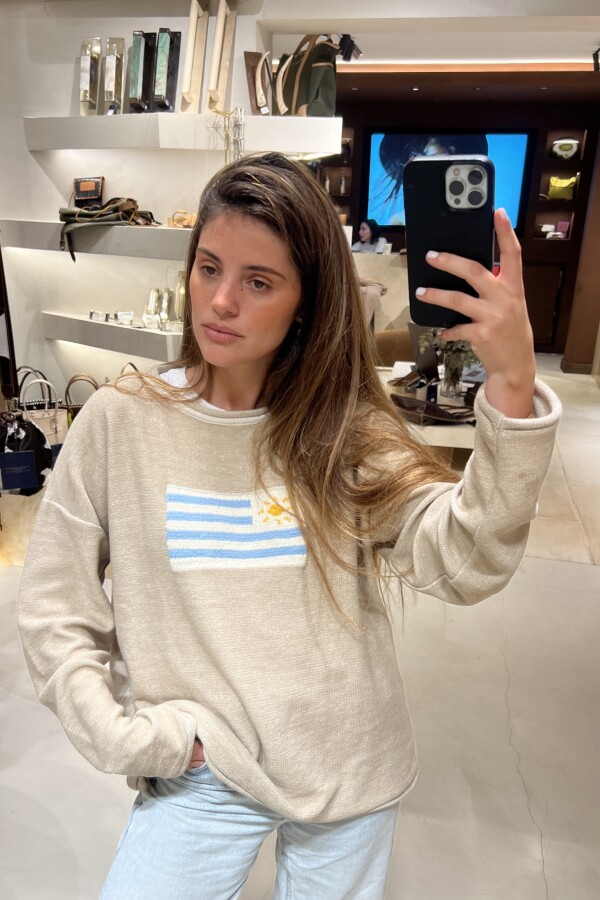 Sweater Flag Uruguay Beige