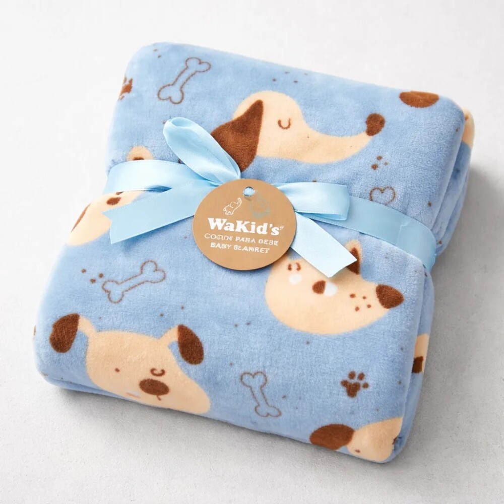 Manta fleece WAKIDS Celeste perritos