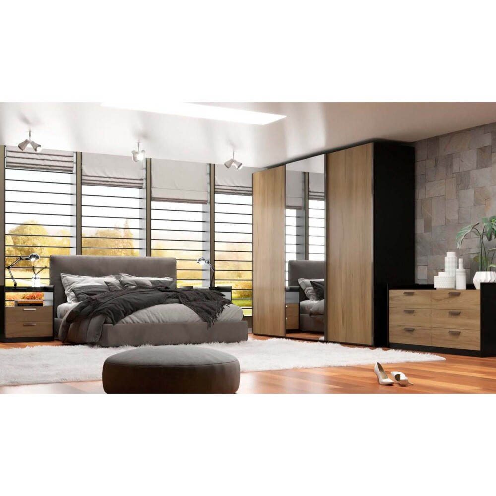 PLACARD ROPERO 3 PUERTAS MDF NEGRO VENETTO