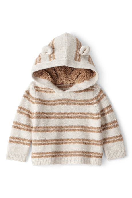 Buzo de punto, con capucha forrada en sherpa y orejas de oso Sin color