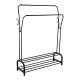 Perchero Organizador Metal Doble Con Zapatera Doble Negro