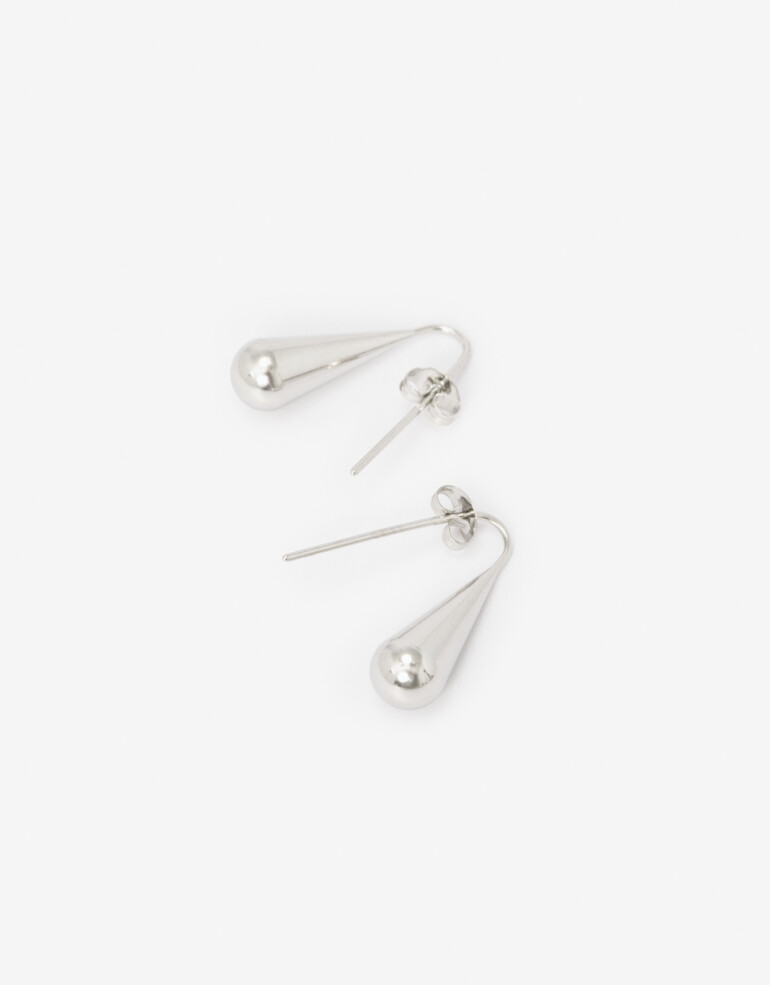 Aros Colgantes Cortos Metal Aros Corto De Acero - Plateado