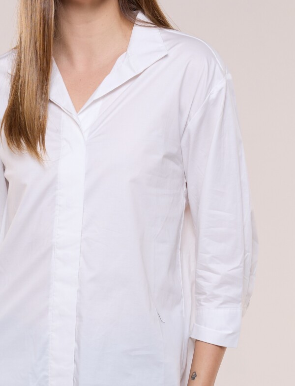 Camisa Larga Con Mangas Tres Cuartos BLANCO