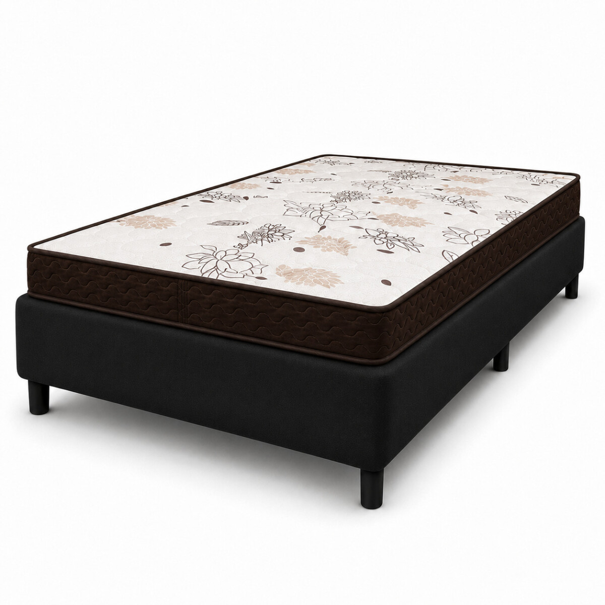 Sommier Dorado 1 Plaza Y Media Colchón Espuma Reversible Matelaseado 110 x 188 x 13 cm 