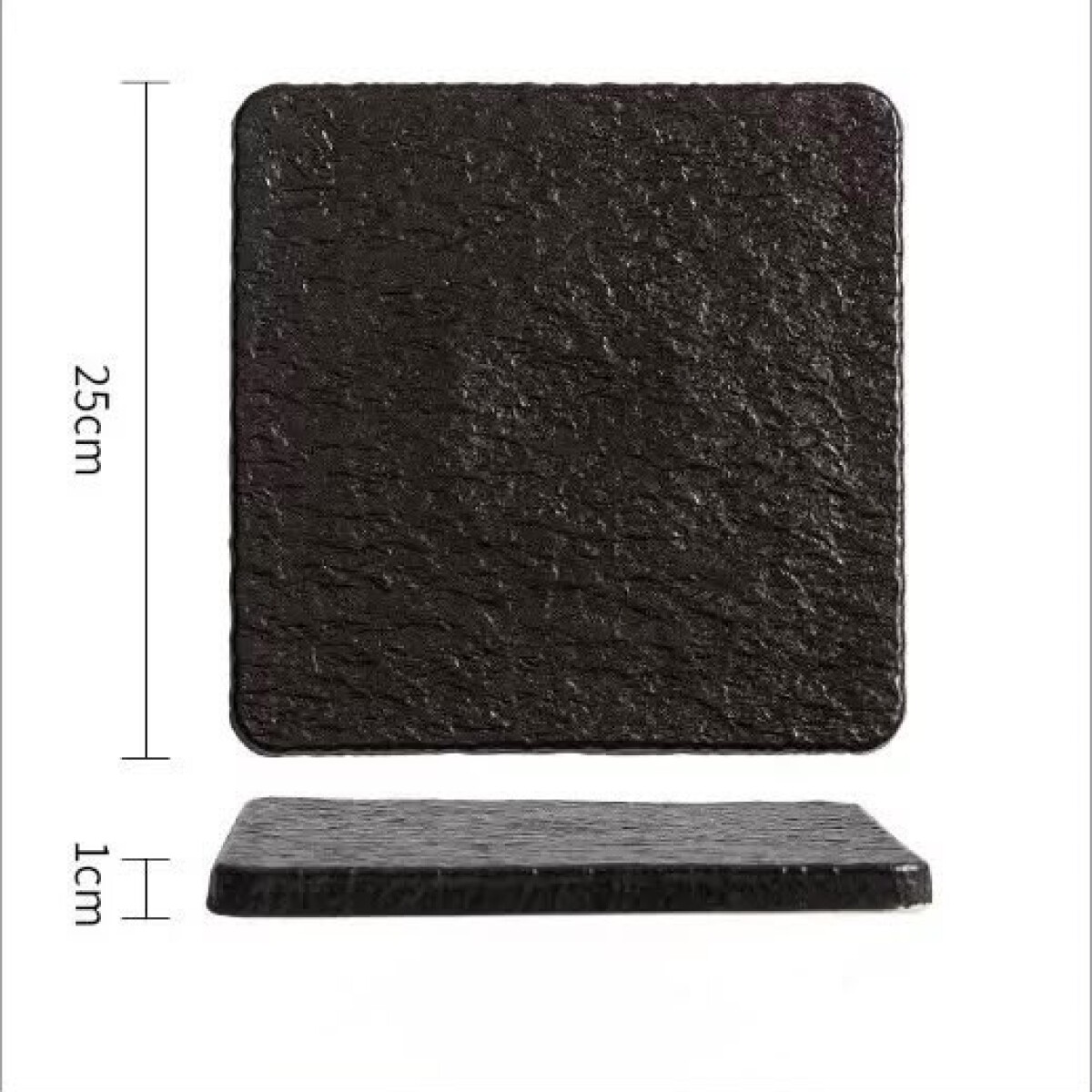 Fuente de Presentación Cerámica Negra - Línea Black Stone – 25x1 cm 