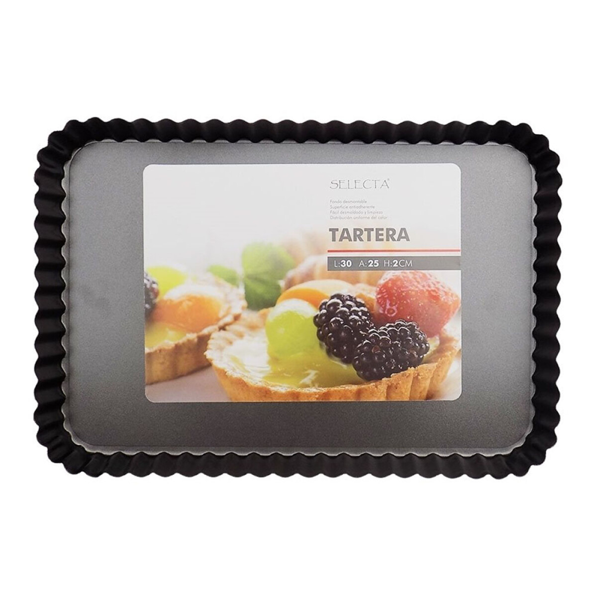 Tartera Desmontable Antiadherente Rectangular 30x25x2Cm - Gris 