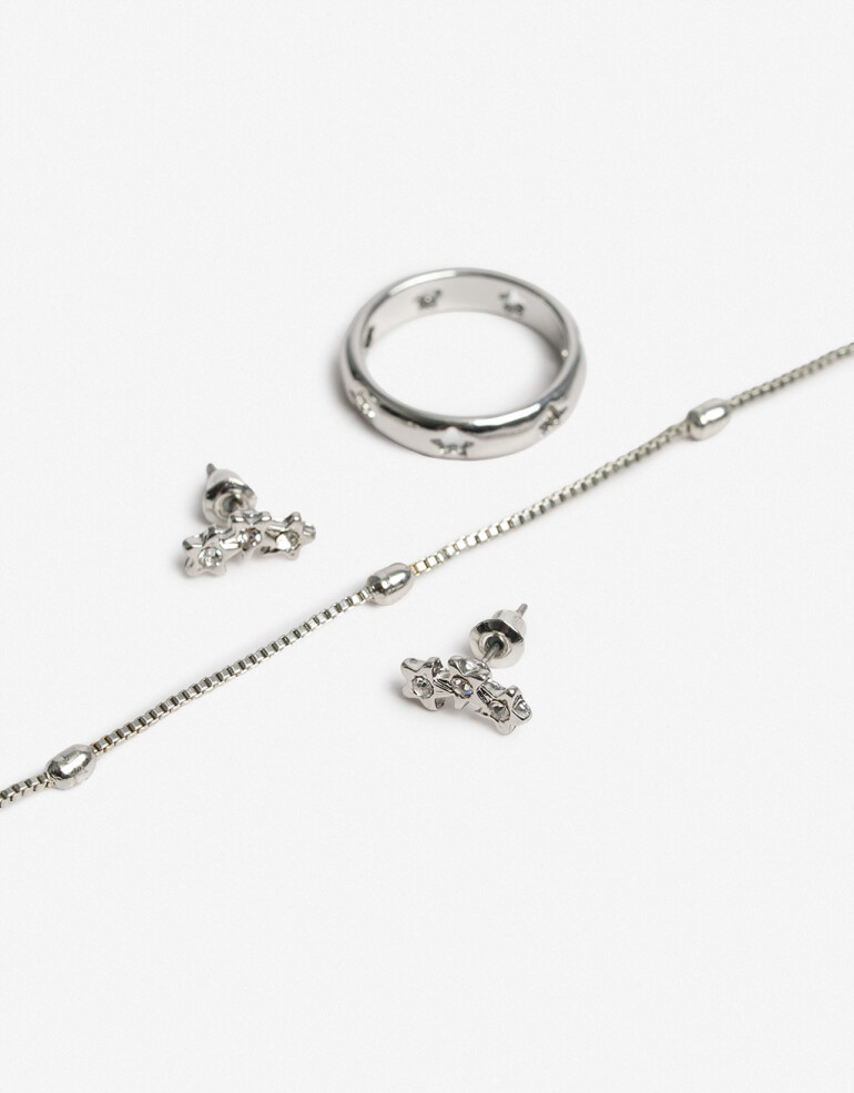 Bijouterie Set Metal Set De Bijou - Plateado Rodio