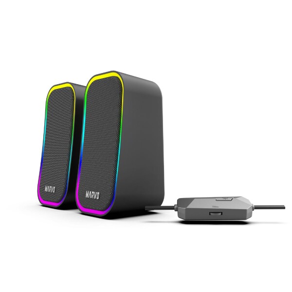 Parlante Gamer Pc Marvo Sg-285 2.0 Luz Rgb NEGRO