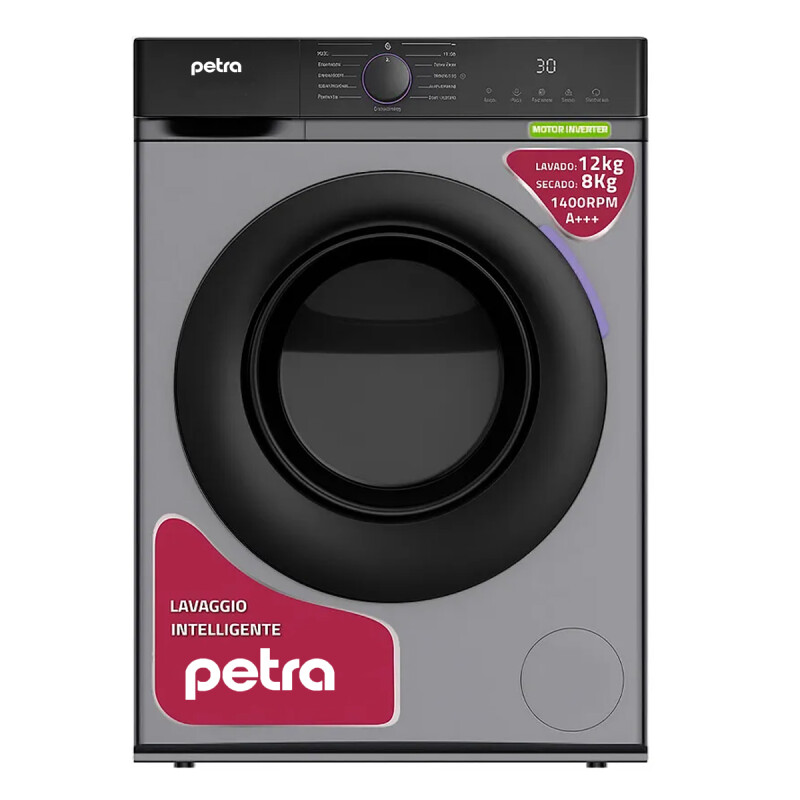 Lavasecarropas Petra Inverter 12kg Lavado 8kg 1400rpm Digital Gris Oscuro Lavasecarropas Petra Inverter 12kg Lavado 8kg 1400rpm Digital Gris Oscuro