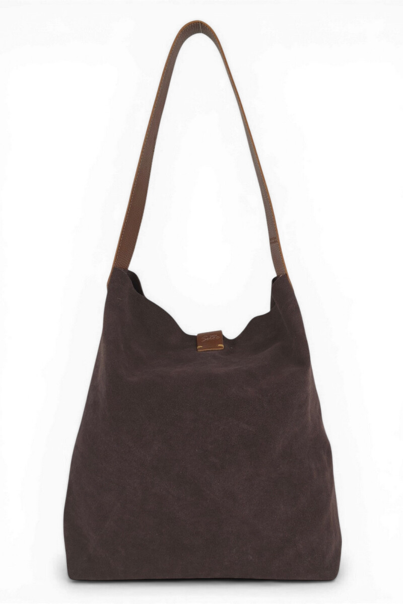Tote bag de cuero con gamuza Chocolate