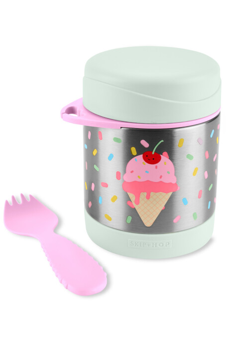 Tupper de acero inoxidable con cubierto, diseño helado Sin color